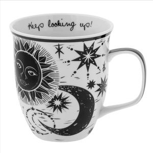 Karma boho 12oz ceramic mug-“keep looking up”/celestial artwork/2 available-NWT